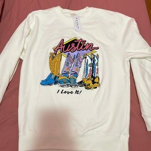 Brandy Melville white Austin sweatshirt